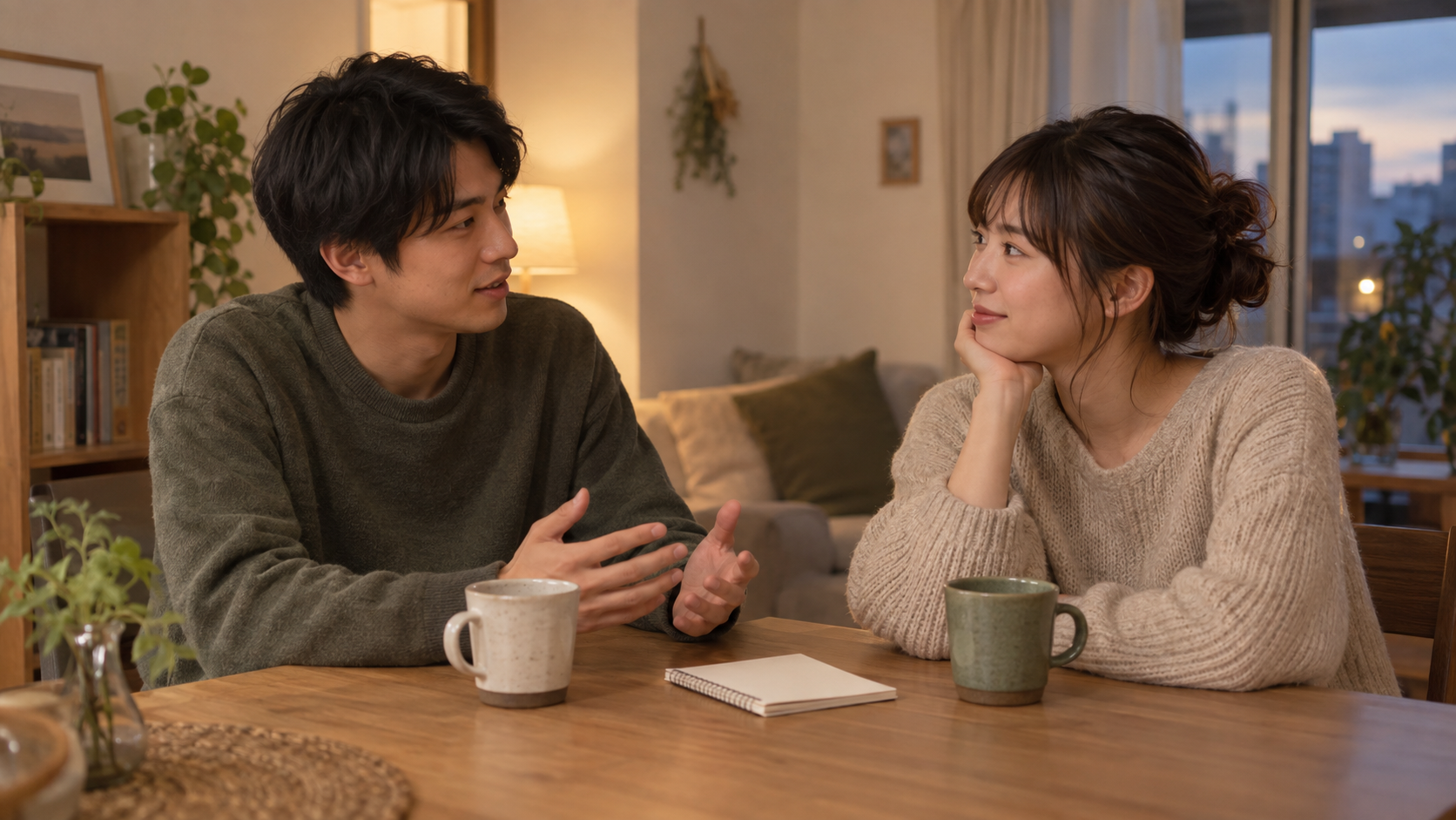 すれ違いを落ち着いて話し合うリア充カップル
