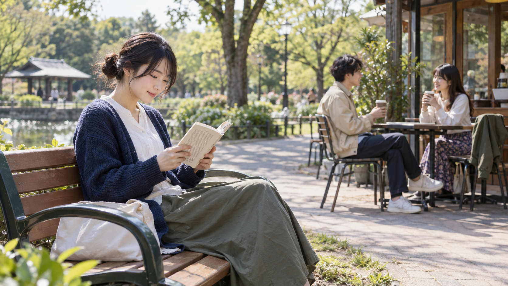 友人との交流と静かな一人時間をどちらも大切にするイメージ