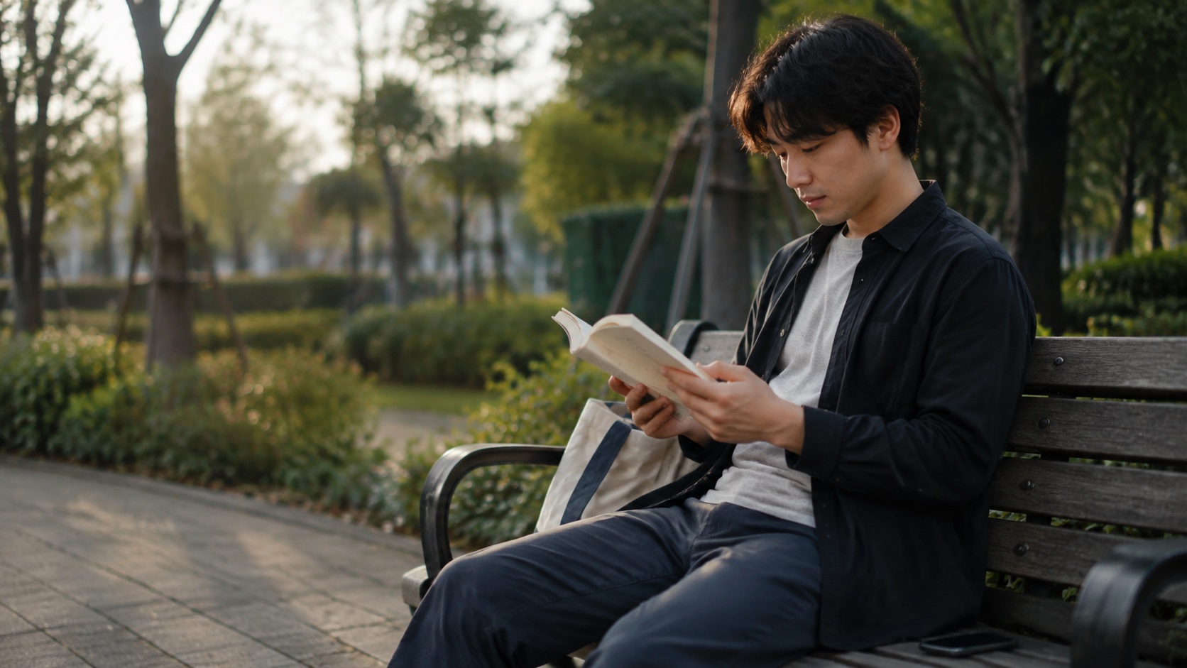 インスタを使わず公園で読書を楽しむ男性