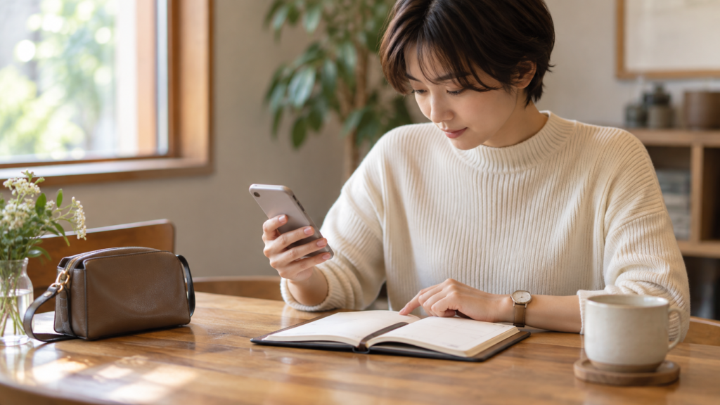スマートフォンで来店時間と予約内容を確認する人