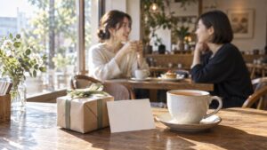 友達への感謝を伝える小さな贈り物とカード