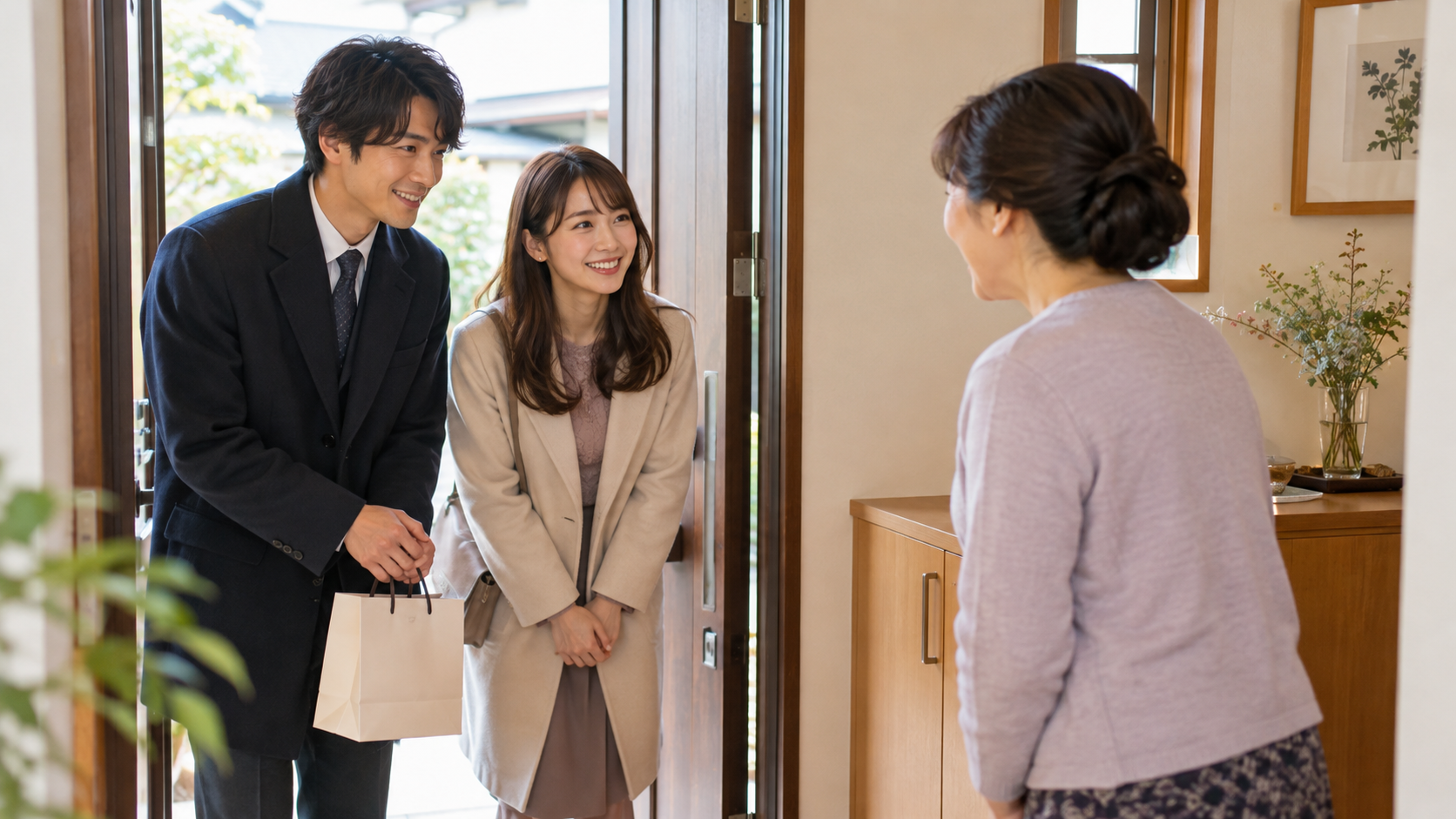恋人と一緒に家族へ初めて挨拶する場面のイメージ