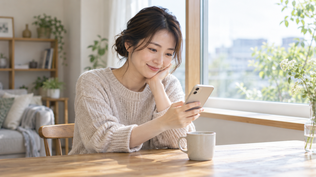 友達の出産報告を受け取り落ち着いて返信を考える人