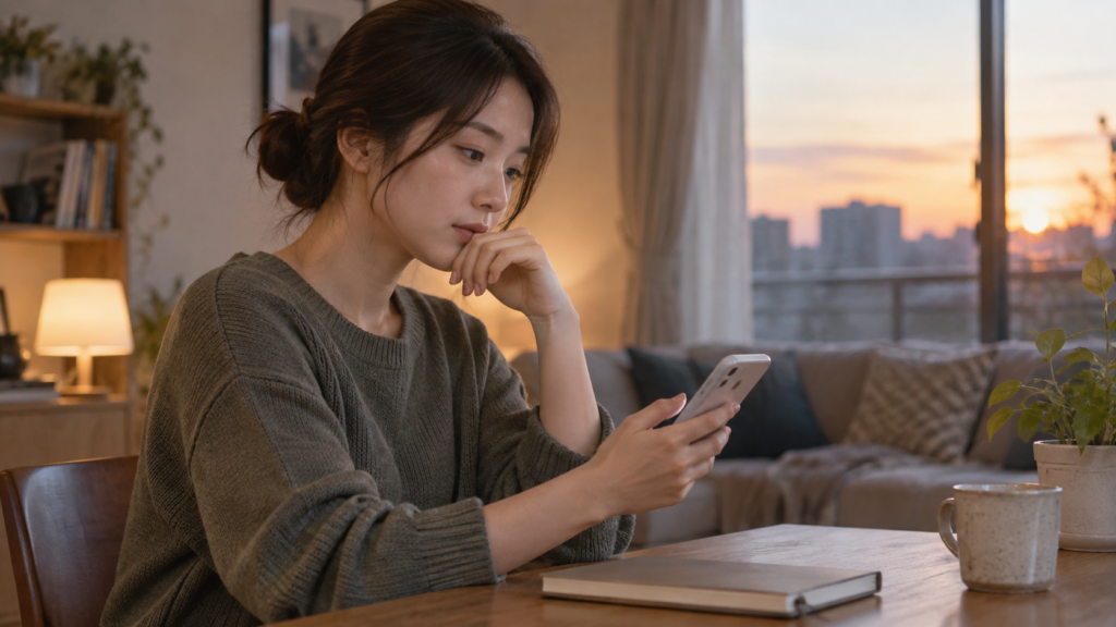 送信する前にスマートフォンの文章を見直す人