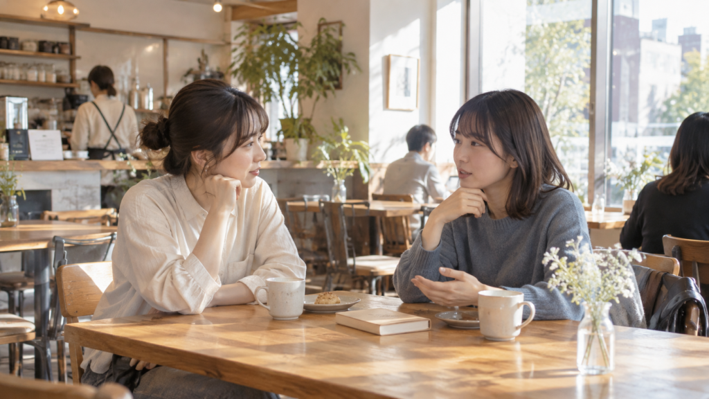 作品の話をする前に確認し合う友達