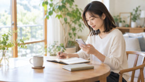 友達との予定を落ち着いて整理する人