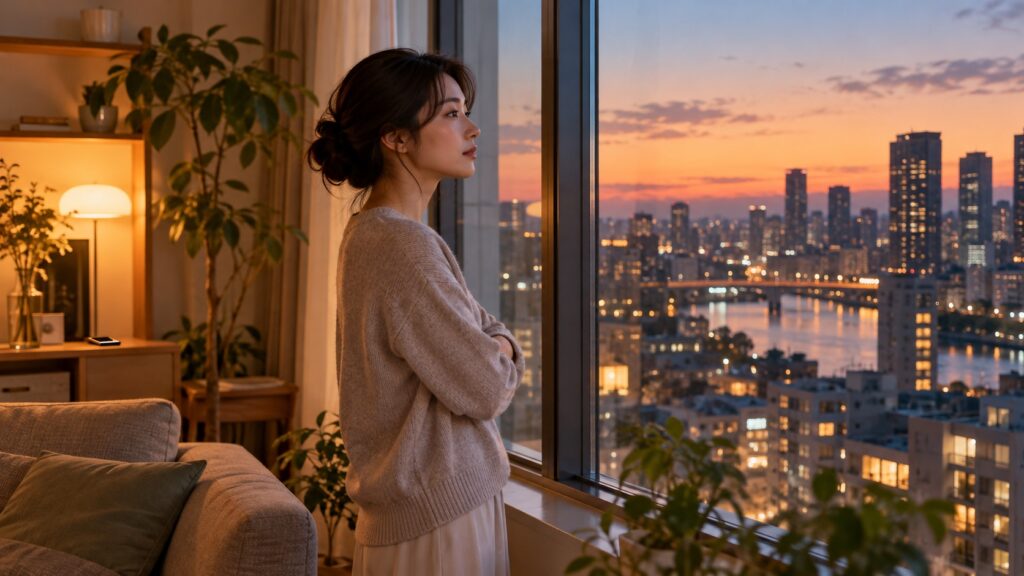 窓辺で一人になり、自分の気持ちを考える人