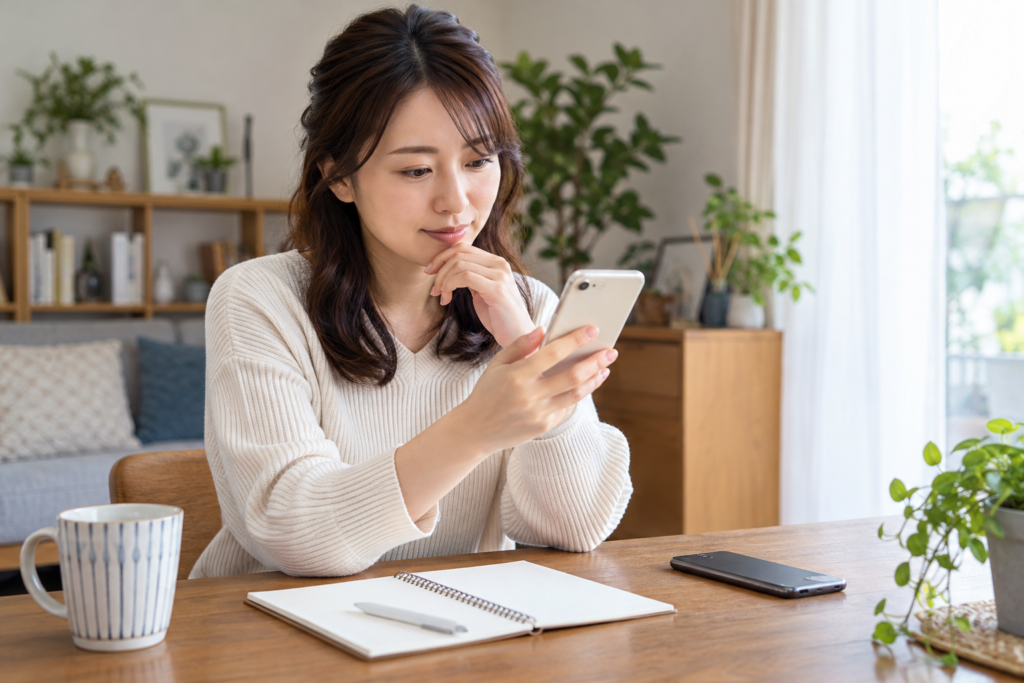 自分のスマートフォンでチケットを受け取る準備をする人のイメージ