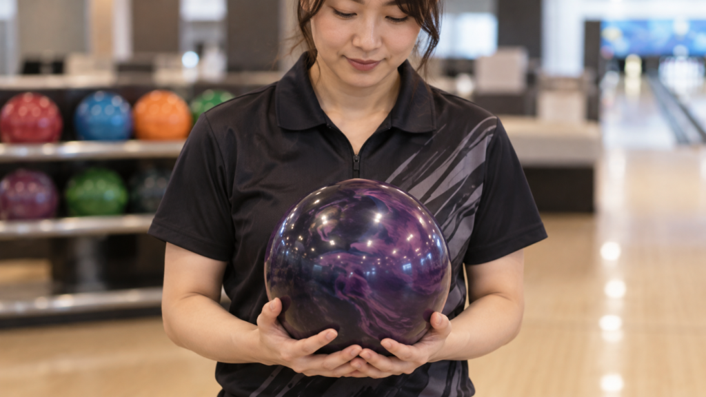 ハウスボールを両手で下から支える手元
