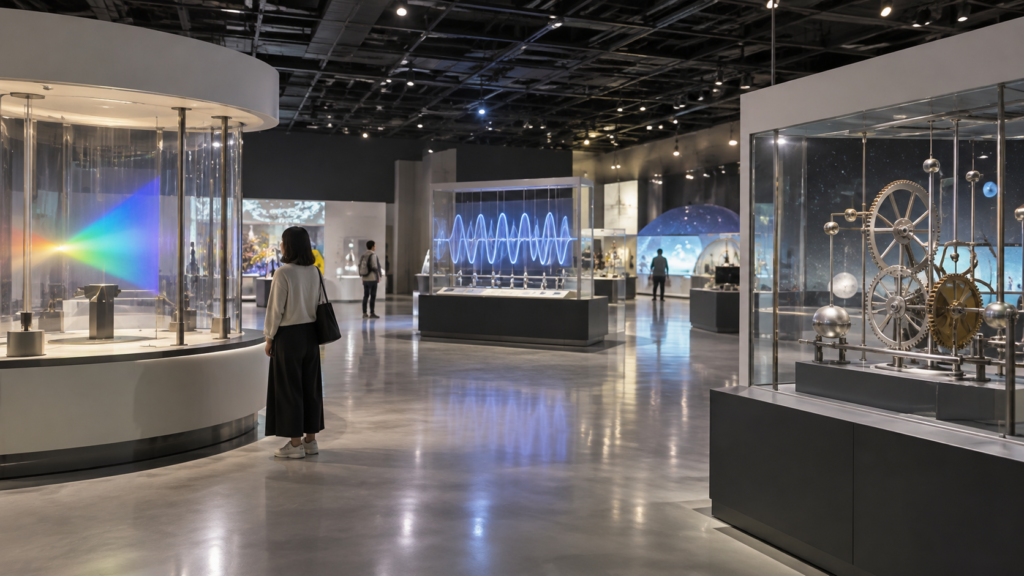 光と音と機械の一般的な体験展示のイメージ